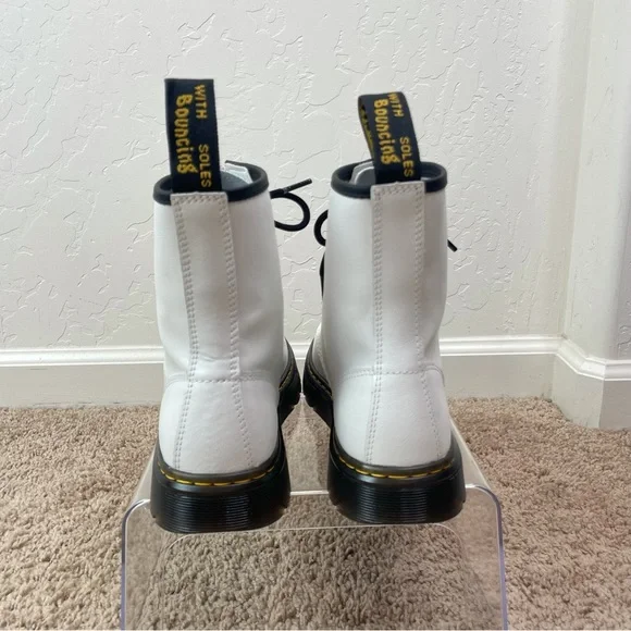 NEW Dr. Martens Docs Zavala White Coated Leather Lace-Up Combat Ankle Boots - Picture 6 of 16